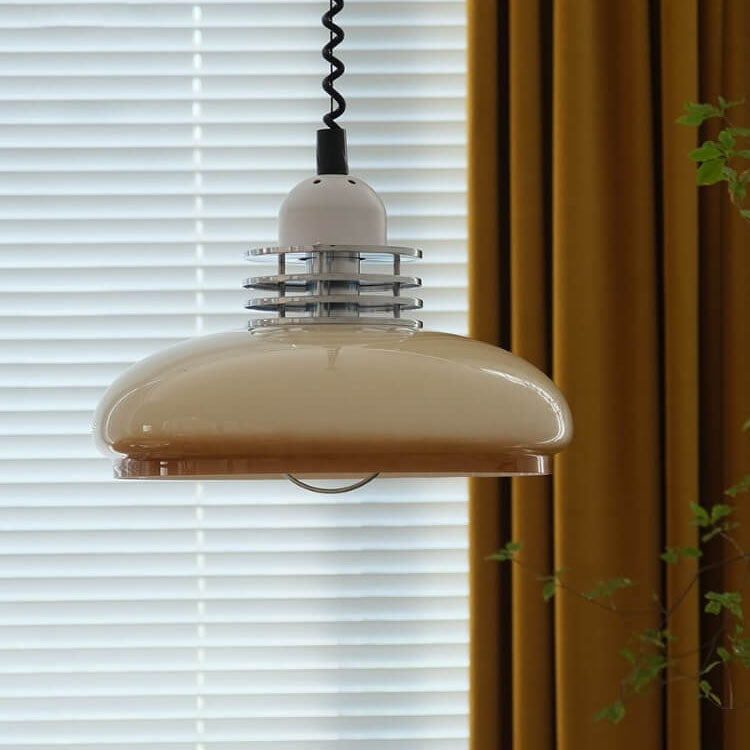 Modern Minimalist Vintage Retractable Iron Glass 1-Light Pendant Light