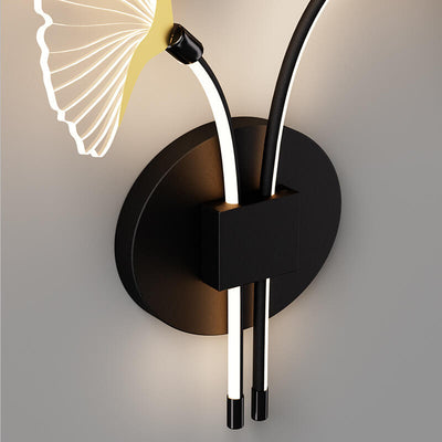 Modern Minimalist Iron Ginkgo Leaf Acrylic Lampshade LED Wall Sconce Lamp