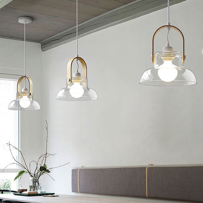 Nordic Minimalist Clear Glass Dome Geometry 1-Light Pendant Light