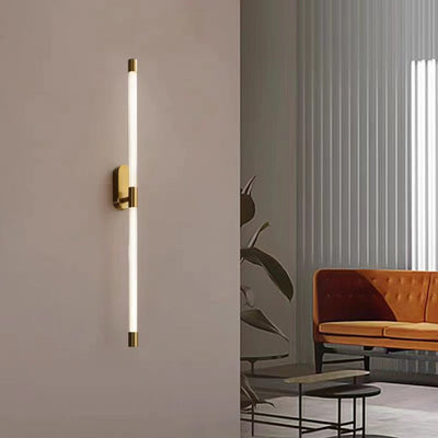 Modern Luxury Electroplated Iron Straight Line LED Wall Sconce Lamp For Bedroom