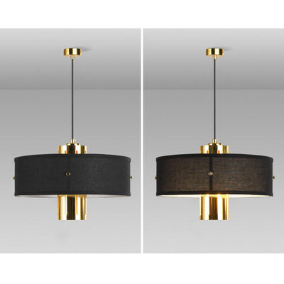 Modern Luxury Black Drum Gold Metal 1-Light Pendant Light