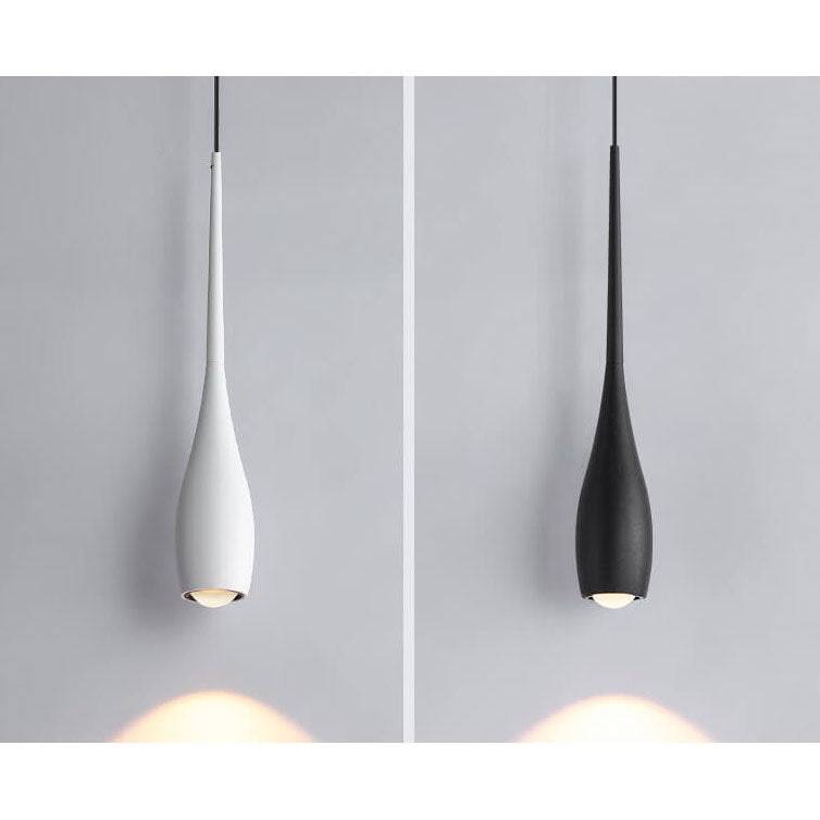 Lampe suspendue LED en aluminium, couleur unie, minimaliste et moderne, noir et blanc, en forme de larme 