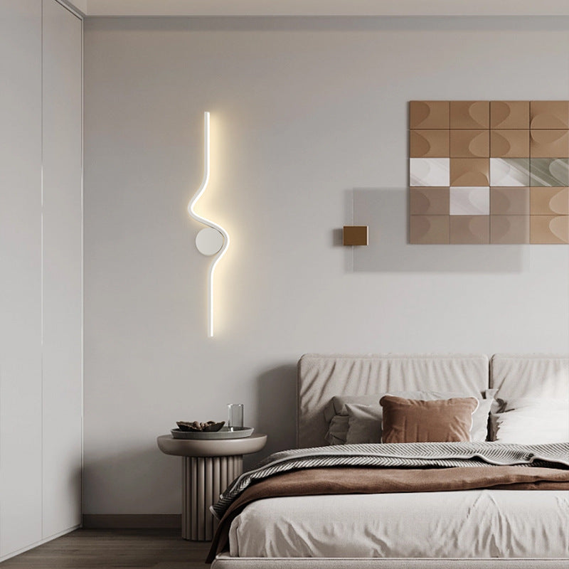 Modern Minimalist Iron Aluminum Long Strip LED Wall Sconce Lamp For Living Room