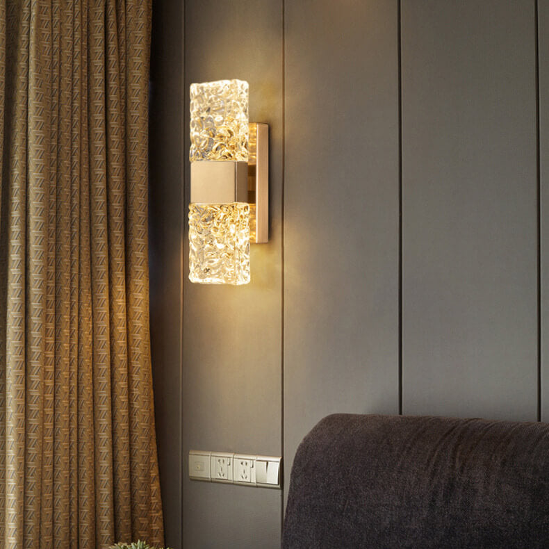 Nordic Light Luxus-Wandleuchte aus gewelltem Kristallglas 