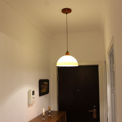 Suspension Luminaire 1 Lumière Dôme Jaune Dégradé Vintage Nordique 