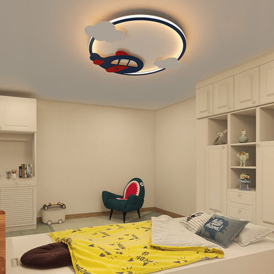 Modern Creative Cartoon Round Iron Aluminum PVC LED Flush Mount Ceiling Light