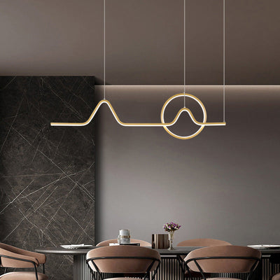 Modern Minimalist Aluminum Circle Geometric Line Combination LED Island Light Pendant Light For Living Room