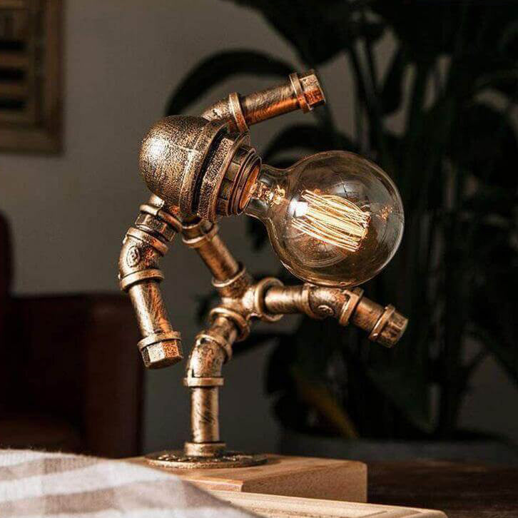 Retro Industrial Robot Eye Protection Iron 1-Light Table Lamp