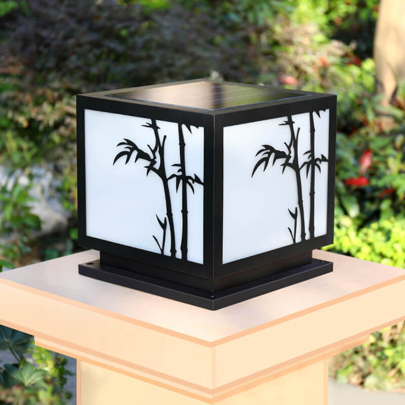 Lumière de paysage extérieure à LED acrylique en acier inoxydable carré solaire traditionnel chinois pour patio extérieur 