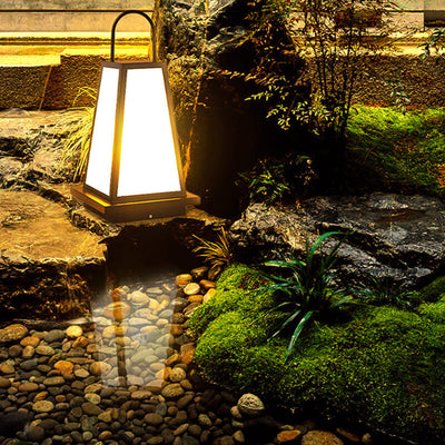 Moderne geometrische Solarsäule im Freien wasserdichte LED-Gartenlandschaftsleuchte 