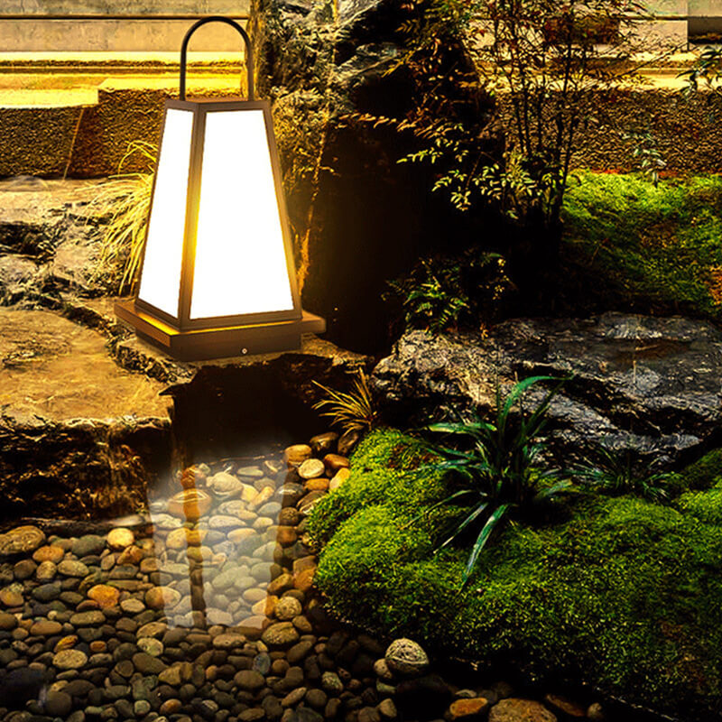 Modern Outdoor Solar Geometric Column Waterproof LED Garden Landscape Light