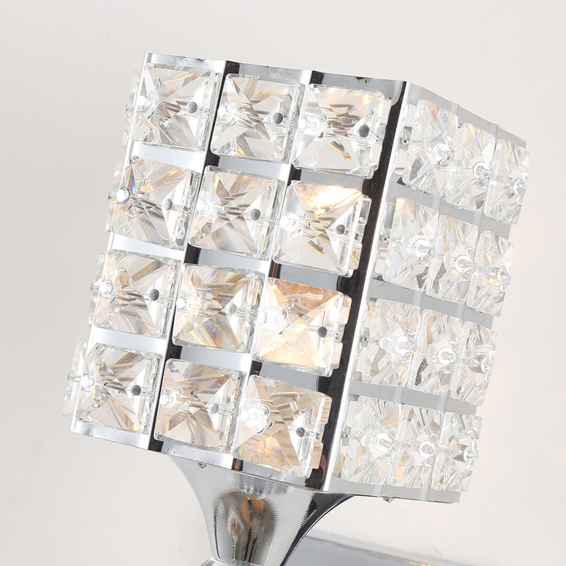 Modern Minimalist Silver Crystal Square 1-Light Wall Sconce Lamp