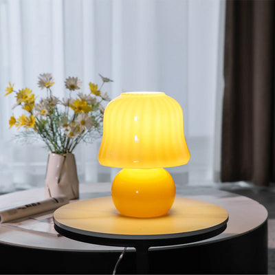 Contemporary Nordic Mushroom Glass Shade 1-Light Table Lamp For Study