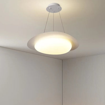 Nordic Minimalist White Pebble Acrylic Iron LED Pendant Light