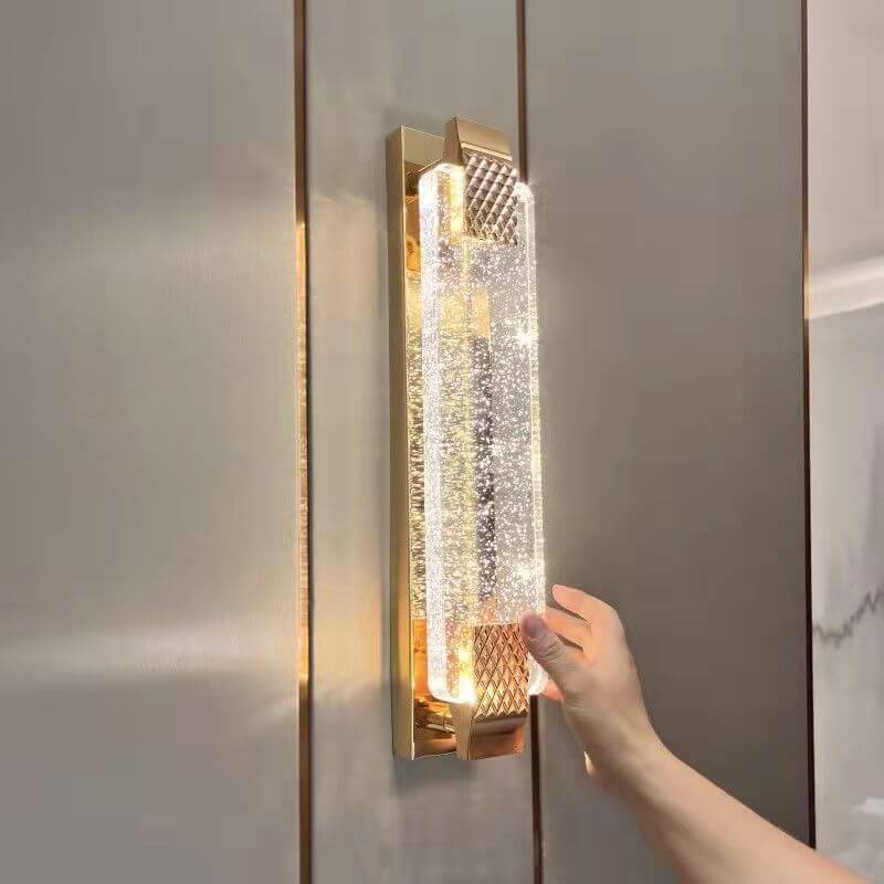 Light Luxury Gold Bubble Crystal rechteckige LED-Wandleuchte 