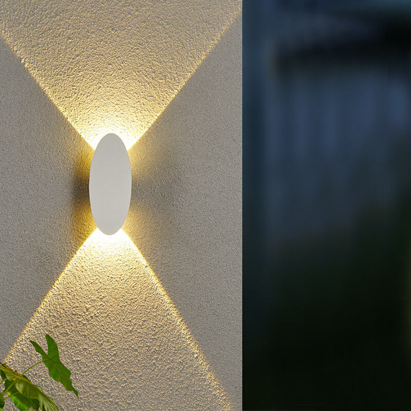 Simple Oval Flat Shaped Aluminum LED Outdoor Waterproof Wall Sconce Lamp