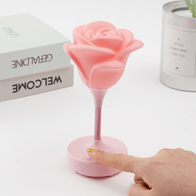 Moderne kreative Rose Kunststoff USB wiederaufladbare Nachtlicht Tischlampe 