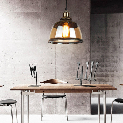 Retro Industrial Round Head Glass 1-Light Pendant Light