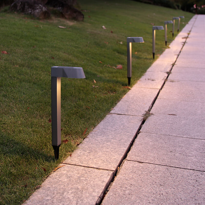 Outdoor Solar Silver Gray ABS Column LED Garden Ground Insert Landscape Light