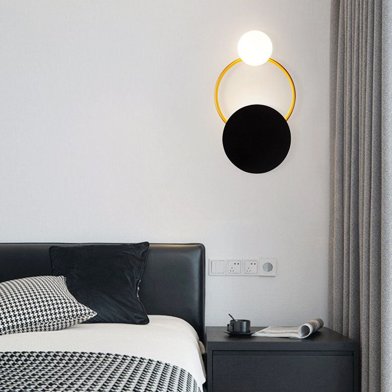 Nordic Light Luxury Round Iron Glass LED Wall Sconce Lamp