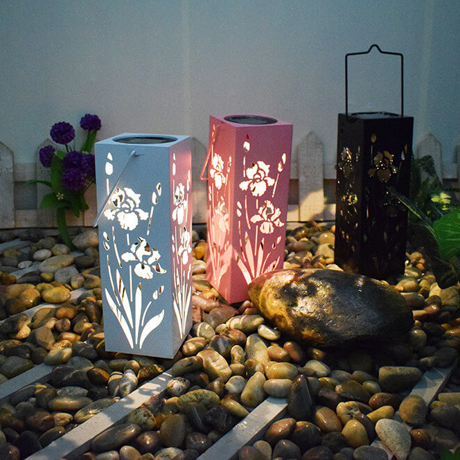 Solar-Schmetterlings-Rosen-Muster-Hohlsäulen-LED im Freien wasserdichtes dekoratives Licht 
