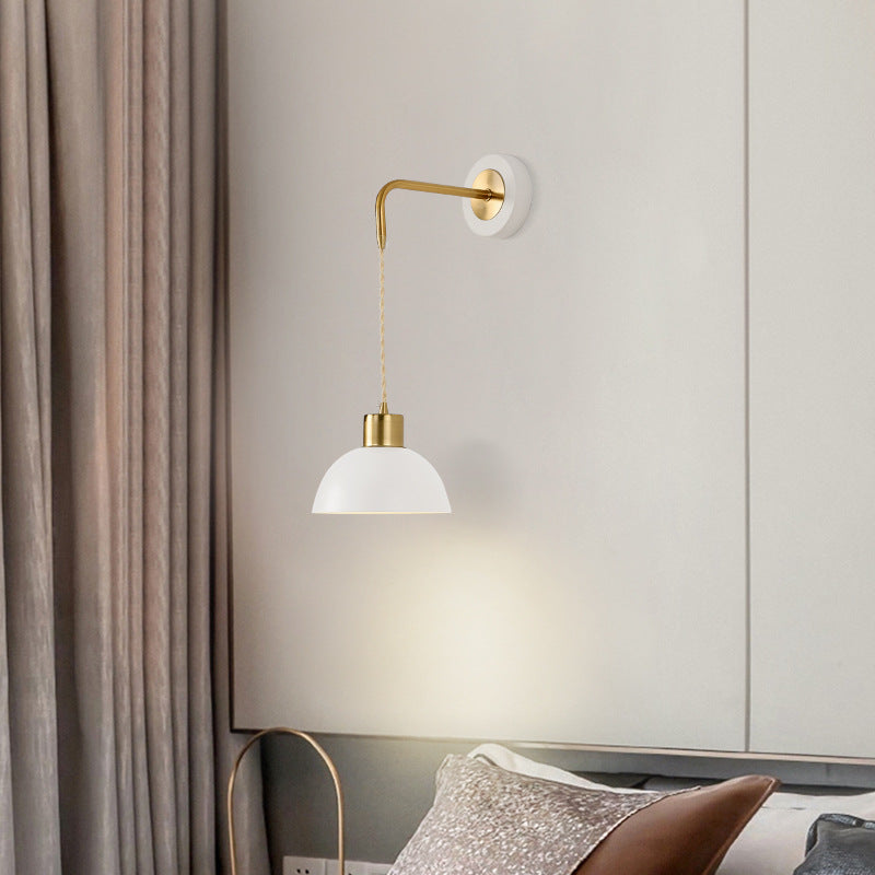 Modern Minimalist Half Circle Pendant Wire Iron 1-Light Wall Sconce Lamp For Bedroom