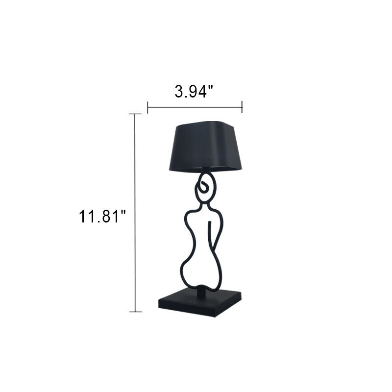 Modern Minimalist Creative Pure Black Rechargeable Touch LED Night Light Table Lamp