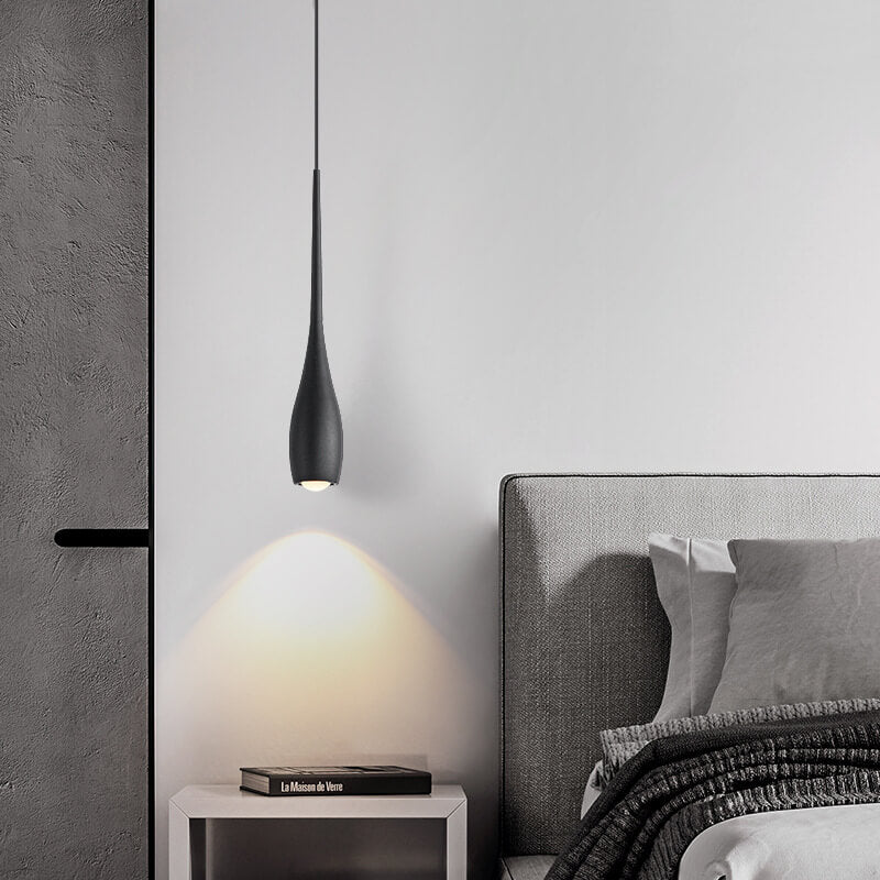 Lampe suspendue LED en aluminium, couleur unie, minimaliste et moderne, noir et blanc, en forme de larme 