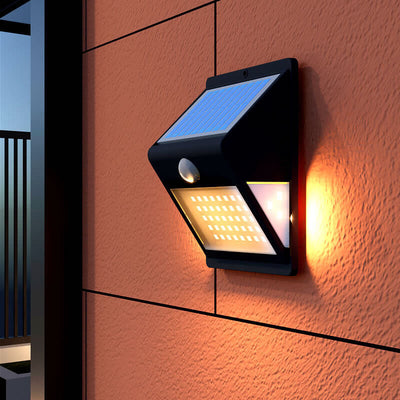 Lampe d'applique murale extérieure à LED à trois côtés avec capteur solaire 