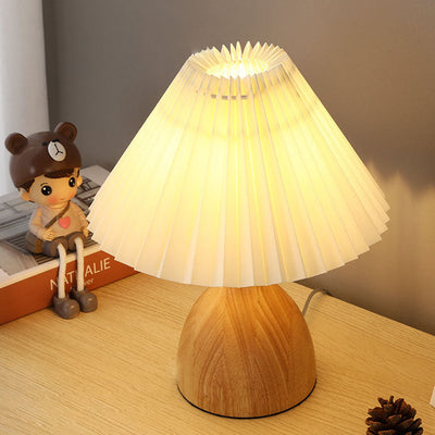 Contemporary Scandinavian Solid Wood Base PVC Lampshade 1-Light Table Lamp For Bedroom