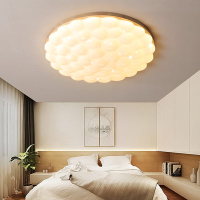 Modern Creative Rubberwood Round LED Flush Mount Lighting