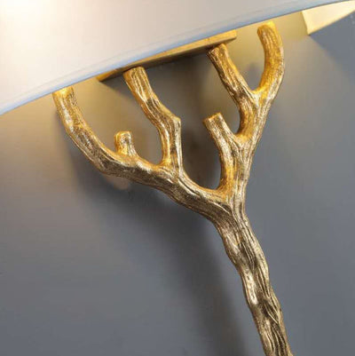 Europe Luxury Fabric Brass Branches 2-Light Wall Sconce Lamp