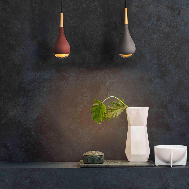 Nordic Industrial Water Drop Shape Cement LED Pendant Light