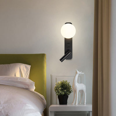 Modern Minimalist Glass Sphere LED Spotlight Reading Wall Sconce Lamp