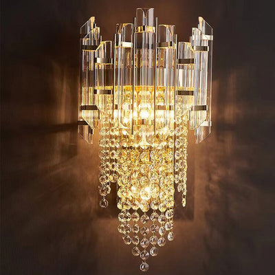 Modern Luxury Tassel Crystal Stainless Steel 3-Light Wall Sconce Lamp