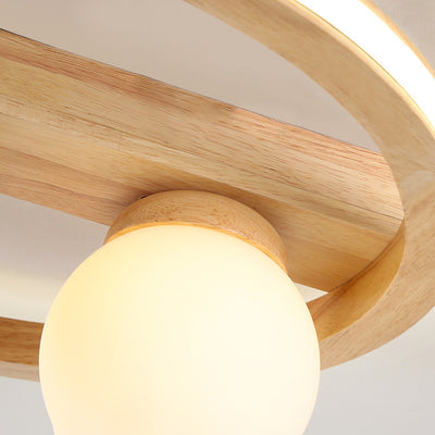 Nordic Simple Wooden Round LED Flush Mount Light