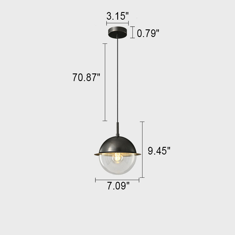 Nordic Light Luxury Round Ball Alle Messing-Glas-1-Licht-Pendelleuchte 