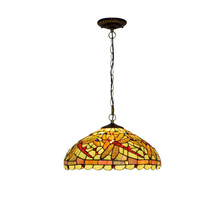 Lampe suspendue européenne à 1 lumière en forme de libellule, vitrail Tiffany créatif 