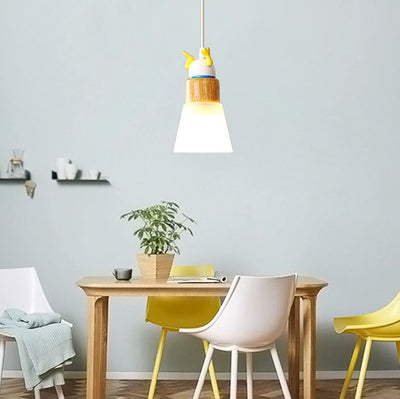 Modern Creative Cartoon Children's Wood Resin 1-Light Pendant Light