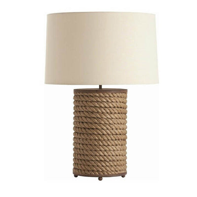 Lampe de table à 1 lumière en tissu à enroulement de corde de chanvre naturel de style campagnard simple et moderne 