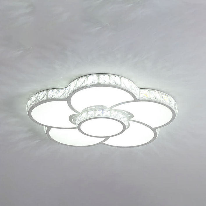 Modern Light Luxury Flowers Crystal LED Flush Mount Ceiling Light