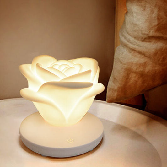 Moderne Silikon-Rosen-Blumen-LED-Nachtlicht-Tischlampe 