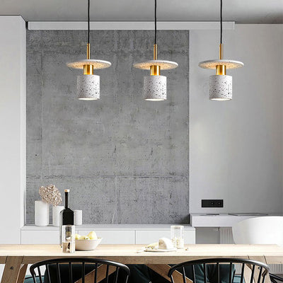 Industrial Minimalist Cement Cylinder Round 1-Light Pendant Light