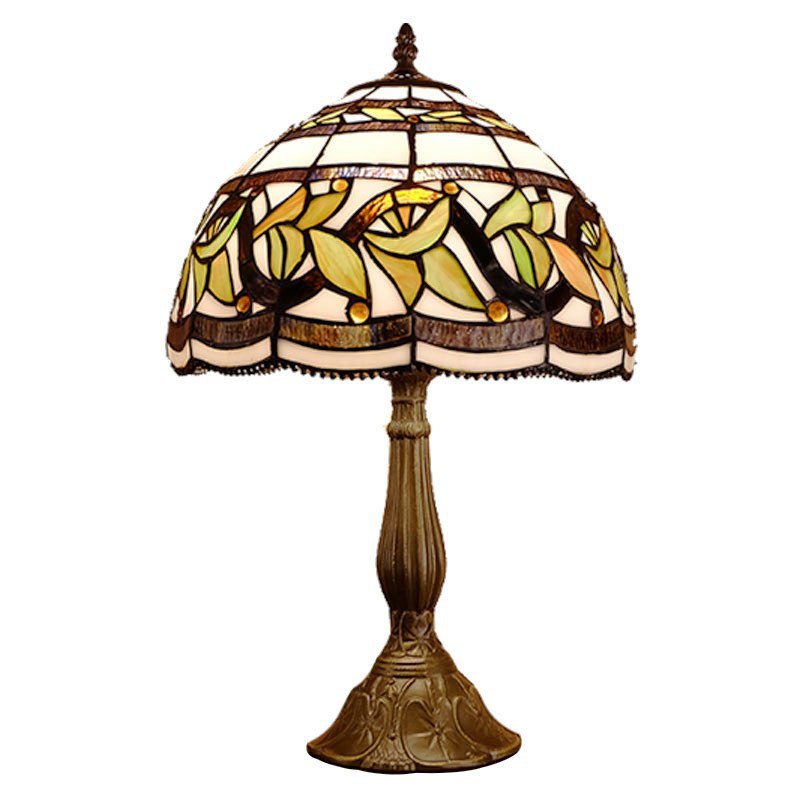 European Vintage Tiffany Glass Alloy 1-Light Table Lamp