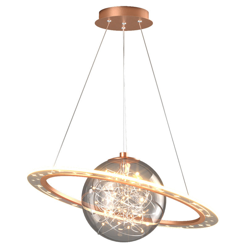 Lampe suspendue LED en acrylique, planète contemporaine, univers scandinave, pour salon 