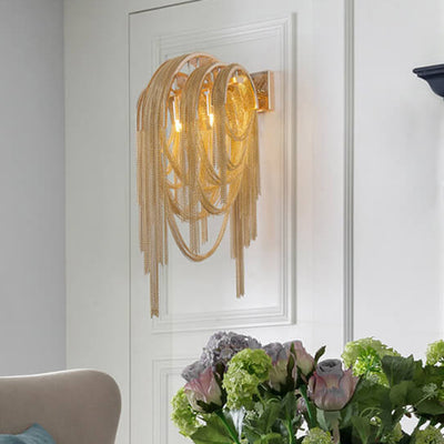 Postmodern Luxury Aluminum Chain Tassel  2-Light Wall Sconce