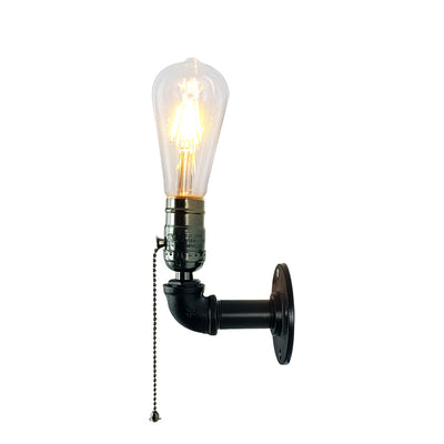 Vintage Industrial Iron Plumbing 1-Light Wall Sconce Lamp
