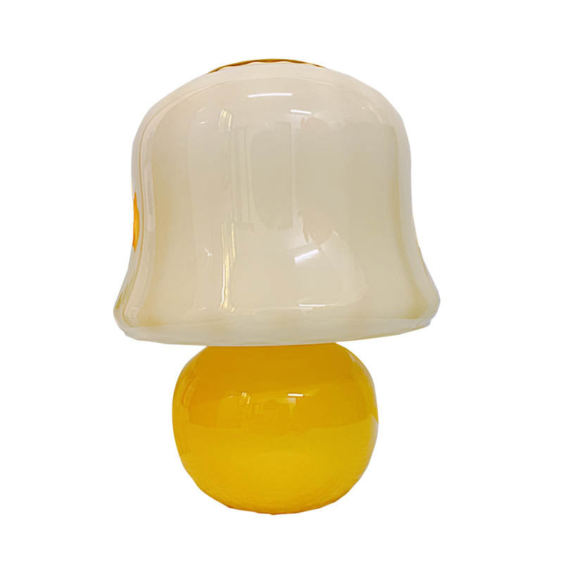 Contemporary Scandinavian Glass Mushroom Shape 1-Light Table Lamp For Study