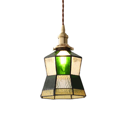 Vintage Creative Green Mosaic Geometric Glass 1-Light Pendant Light