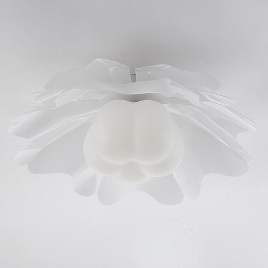 Contemporary Creative Cream Acrylic Petal Shade 1-Light Flush Mount Ceiling Light For Living Room